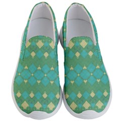 Boho Green Blue Checkered Men s Lightweight Slip Ons by SpinnyChairDesigns