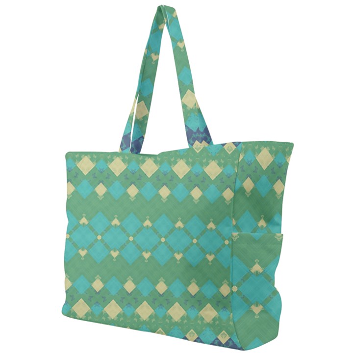 Boho Green Blue Checkered Simple Shoulder Bag