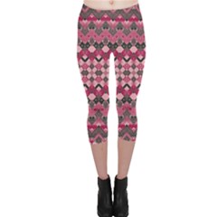 Boho Pink Grey  Capri Leggings  by SpinnyChairDesigns