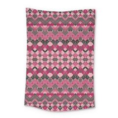 Boho Pink Grey  Small Tapestry by SpinnyChairDesigns