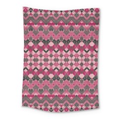 Boho Pink Grey  Medium Tapestry by SpinnyChairDesigns