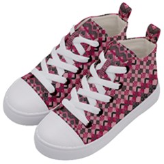 Boho Pink Grey  Kids  Mid-top Canvas Sneakers by SpinnyChairDesigns