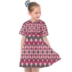 Boho Pink Grey  Kids  Sailor Dress by SpinnyChairDesigns