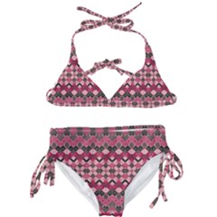 Boho Pink Grey  Kids  Classic Bikini Set by SpinnyChairDesigns