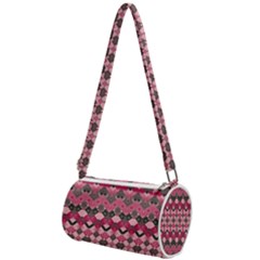 Boho Pink Grey  Mini Cylinder Bag by SpinnyChairDesigns