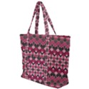 Boho Pink Grey  Zip Up Canvas Bag View1