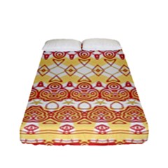 Boho Red Gold White Fitted Sheet (full/ Double Size) by SpinnyChairDesigns