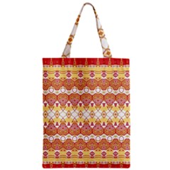 Boho Red Gold White Zipper Classic Tote Bag by SpinnyChairDesigns