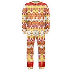 Boho Red Gold White Onepiece Jumpsuit (men)  by SpinnyChairDesigns