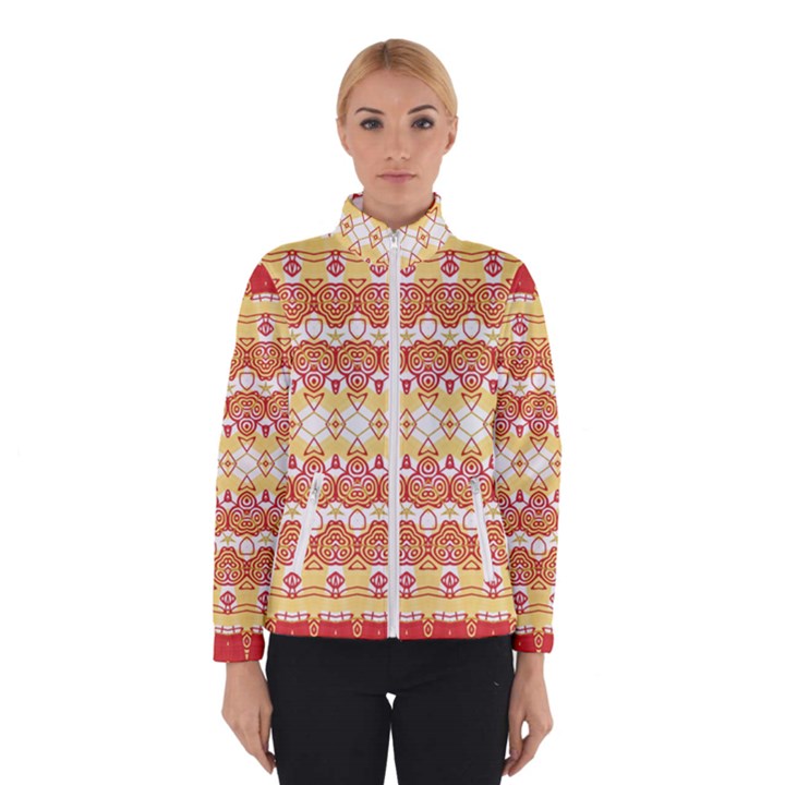 Boho Red Gold White Winter Jacket