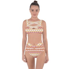 Boho Red Gold White Bandaged Up Bikini Set  by SpinnyChairDesigns