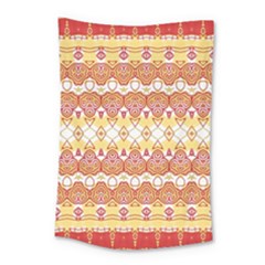 Boho Red Gold White Small Tapestry by SpinnyChairDesigns