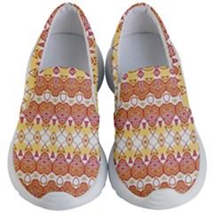 Boho Red Gold White Kids Lightweight Slip Ons by SpinnyChairDesigns