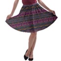 Boho Pink Mauve Blue A-line Skater Skirt View1