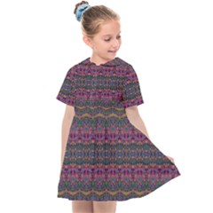 Boho Pink Mauve Blue Kids  Sailor Dress by SpinnyChairDesigns