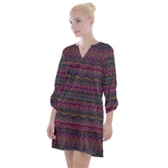 Boho Pink Mauve Blue Open Neck Shift Dress by SpinnyChairDesigns