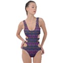 Boho Pink Mauve Blue Side Cut Out Swimsuit View1