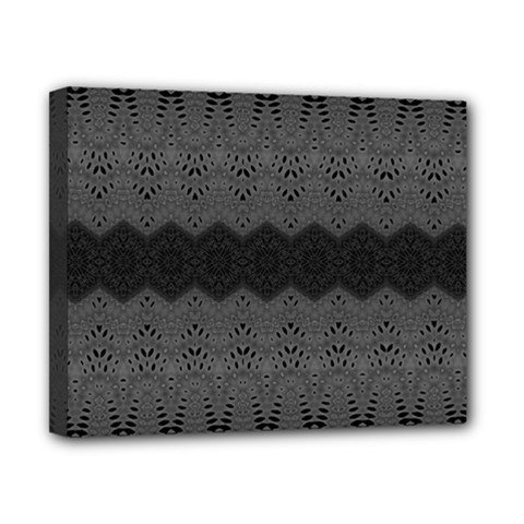 Boho Black Grey Pattern Canvas 10  X 8  (stretched) by SpinnyChairDesigns