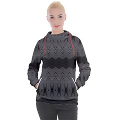 Boho Black Grey Pattern Women s Hooded Pullover by SpinnyChairDesigns