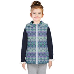 Boho Purple Teal Kids  Hooded Puffer Vest by SpinnyChairDesigns