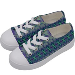 Boho Purple Teal Kids  Low Top Canvas Sneakers by SpinnyChairDesigns