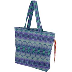 Boho Purple Teal Drawstring Tote Bag by SpinnyChairDesigns