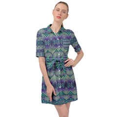 Boho Purple Teal Belted Shirt Dress by SpinnyChairDesigns