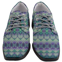 Boho Purple Teal Women Heeled Oxford Shoes by SpinnyChairDesigns