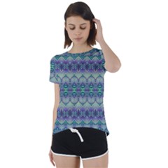 Boho Purple Teal Short Sleeve Foldover Tee