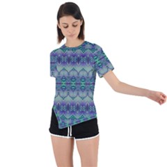 Boho Purple Teal Asymmetrical Short Sleeve Sports Tee