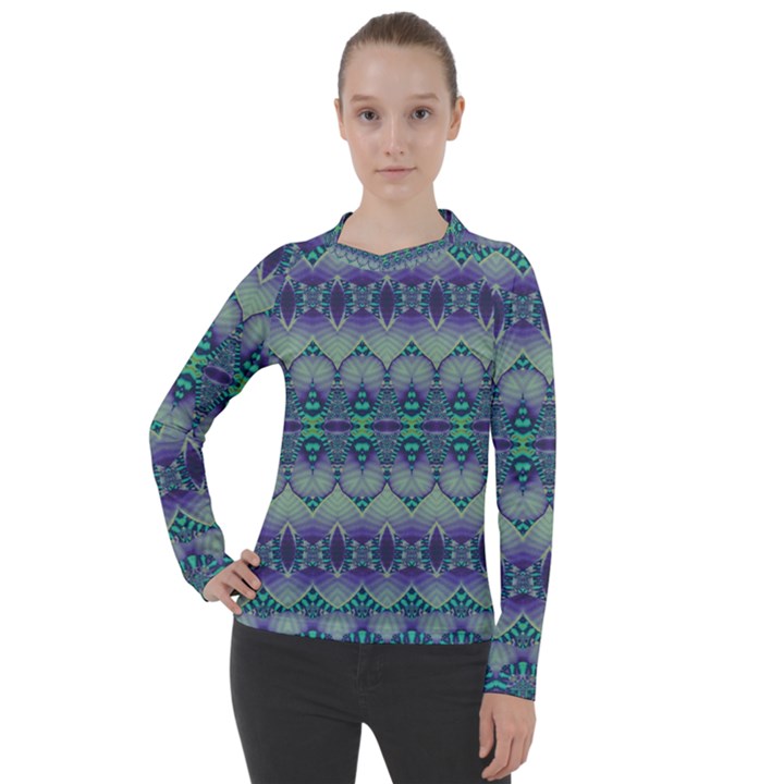 Boho Purple Teal Women s Pique Long Sleeve Tee