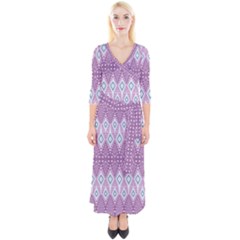 Boho Violet Purple Quarter Sleeve Wrap Maxi Dress by SpinnyChairDesigns