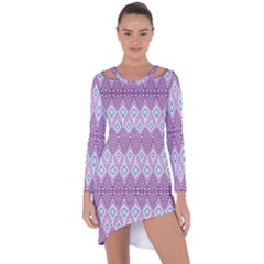 Boho Violet Purple Asymmetric Cut-out Shift Dress by SpinnyChairDesigns