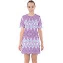 Boho Violet Purple Sixties Short Sleeve Mini Dress View1