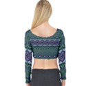 Boho Blue Green  Long Sleeve Crop Top View2