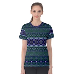 Boho Blue Green  Women s Cotton Tee