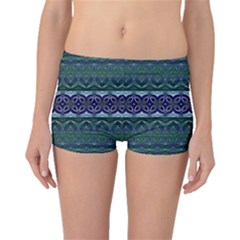 Boho Blue Green  Boyleg Bikini Bottoms by SpinnyChairDesigns