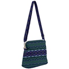 Boho Blue Green  Zipper Messenger Bag by SpinnyChairDesigns