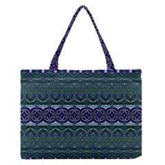 Boho Blue Green  Zipper Medium Tote Bag by SpinnyChairDesigns