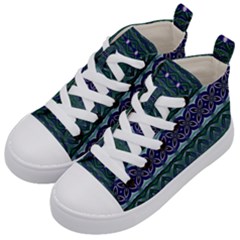 Boho Blue Green  Kids  Mid-top Canvas Sneakers by SpinnyChairDesigns