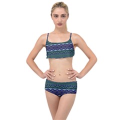 Boho Blue Green  Layered Top Bikini Set by SpinnyChairDesigns