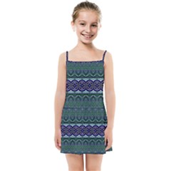 Boho Blue Green  Kids  Summer Sun Dress by SpinnyChairDesigns