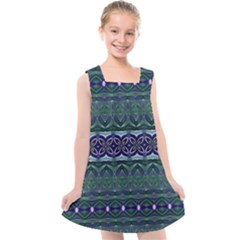 Boho Blue Green  Kids  Cross Back Dress by SpinnyChairDesigns