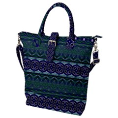 Boho Blue Green  Buckle Top Tote Bag by SpinnyChairDesigns