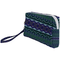 Boho Blue Green  Wristlet Pouch Bag (small) by SpinnyChairDesigns