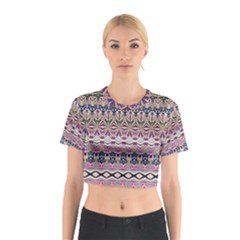 Colorful Boho Pattern Cotton Crop Top by SpinnyChairDesigns