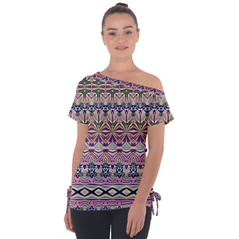 Colorful Boho Pattern Tie-up Tee by SpinnyChairDesigns