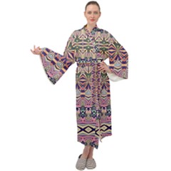 Colorful Boho Pattern Maxi Velour Kimono by SpinnyChairDesigns