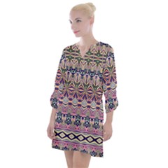 Colorful Boho Pattern Open Neck Shift Dress