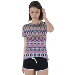 Colorful Boho Pattern Short Sleeve Foldover Tee by SpinnyChairDesigns